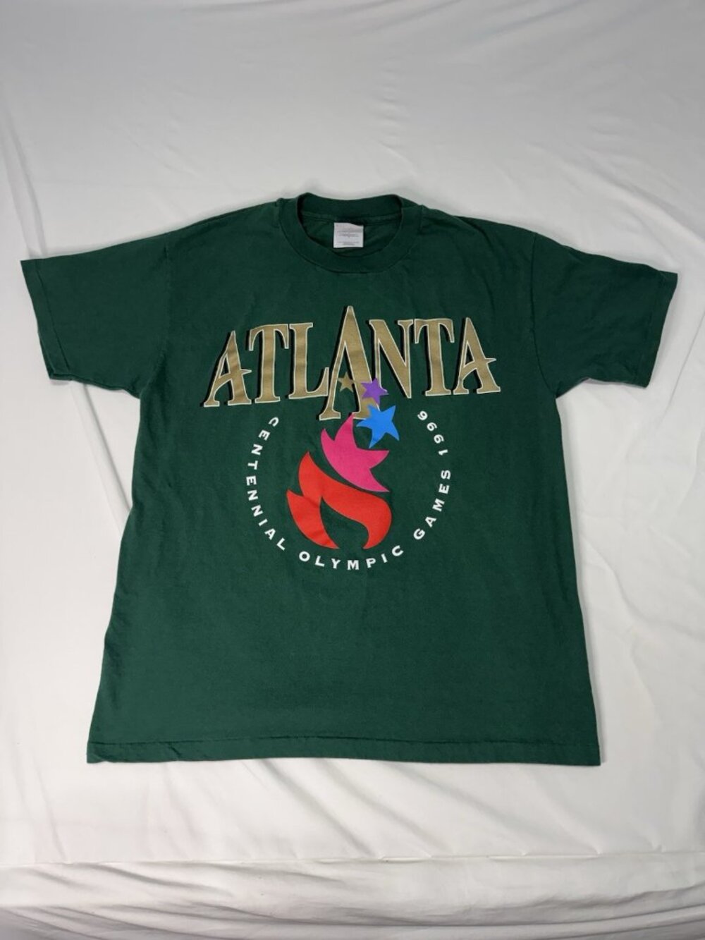 Vintage Atlanta 1996 Olympics Tee Shirt Men’s LARGE Green